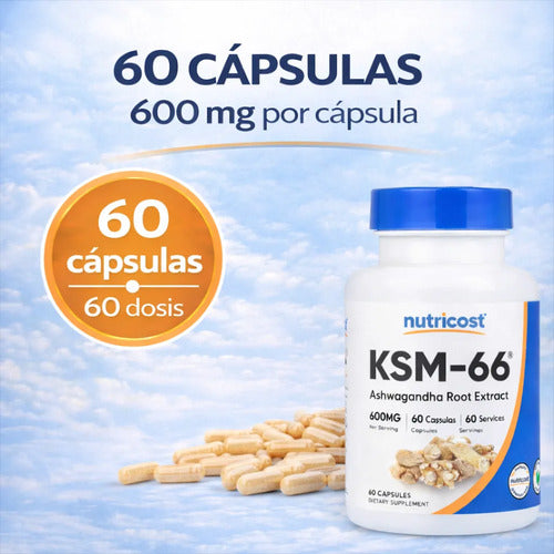 KSM 66 ASHWAGANDHA, NUTRICOST, 120 CÁPSULAS