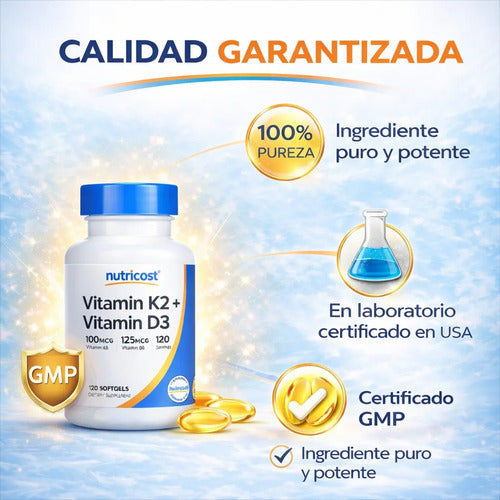 VITAMINA D3 K2, NUTRICOST, 120 CÁPSULAS